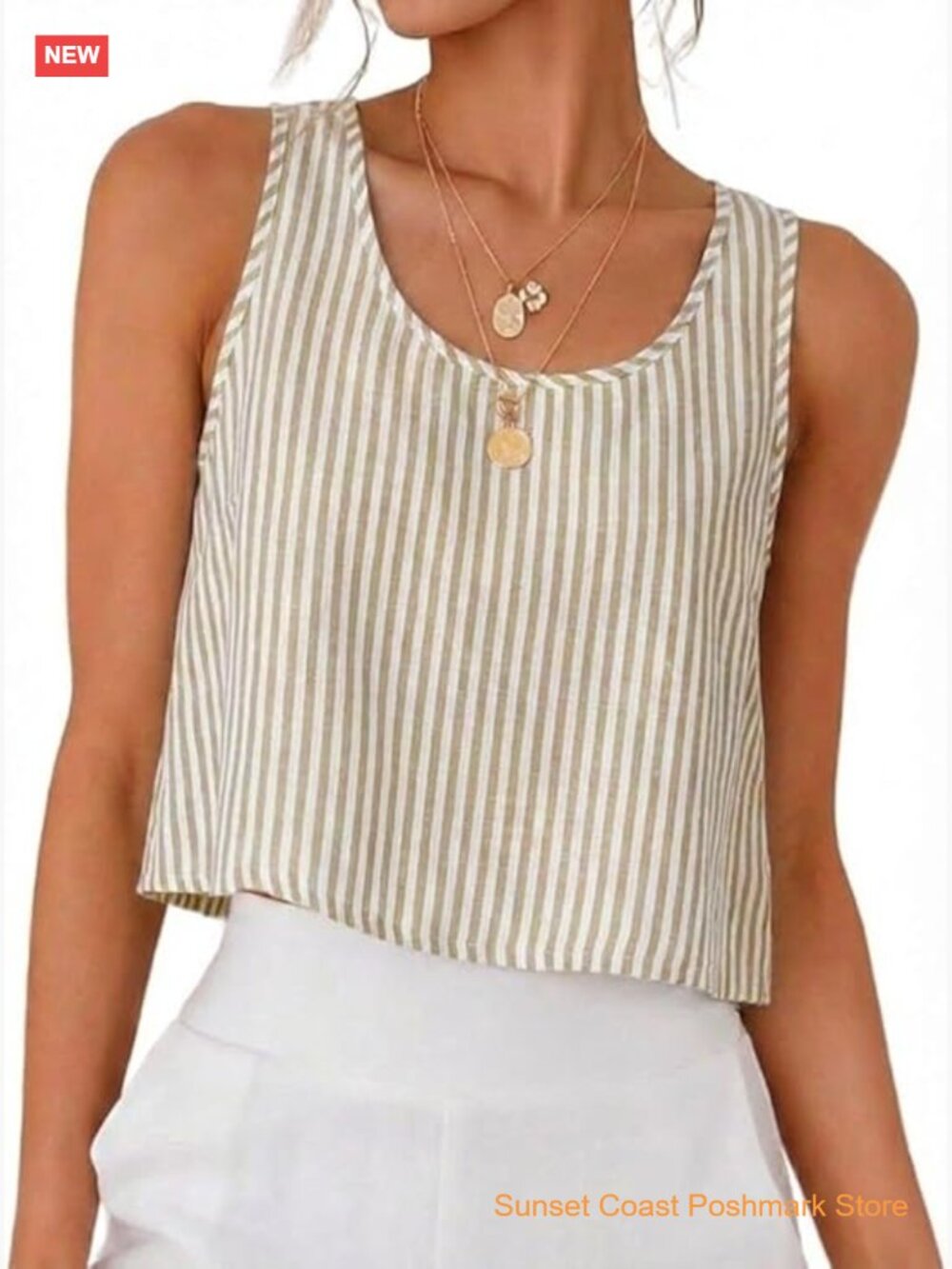 Scoop Neck Crop Tank Tops Sleeveless Linen Cotton Casual Spring Summer